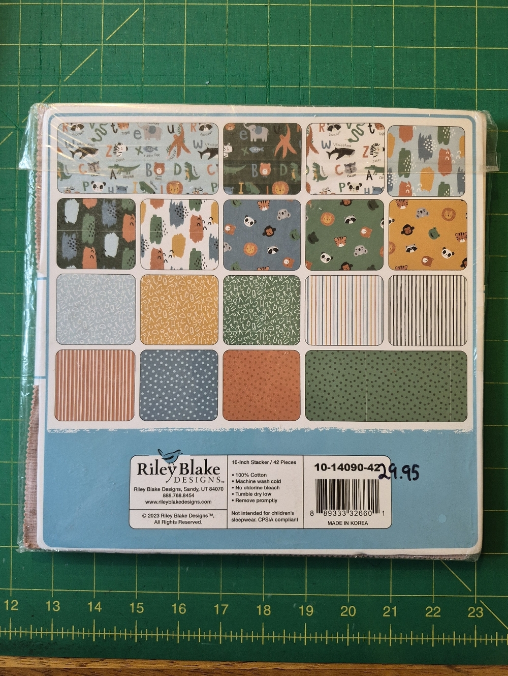 Riley Blake Designs "Alphabet Zoo" Animal Print Fabric Bundle - Light Blue. - Picture 2 of 2